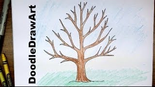 How To Draw A Tree Without Leaves  Easy Drawing Tutorial for Beginners [upl. by Sorgalim]