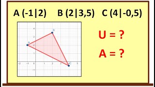 Berechne Umfang und Fläche eines Dreiecks im Koordinatensystem  vorgerechnet und erklärt [upl. by Eolande]