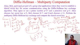 Cryptography and Network Security  DiffieHellman Key Exchange  Multiparty Computation  Problem [upl. by Chavaree108]