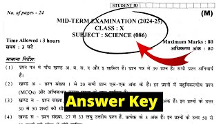 class 10 science mid term question paper 2024 answer key  class 10 science paper morning shift 2024 [upl. by Lance120]