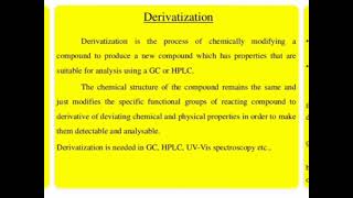 DERIVATIZATION IN GAS CHROMATOGRAPHY [upl. by Maryanna]