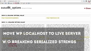 WordPress Move Localhost to Server without Breaking Serialized Strings [upl. by Orms]