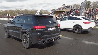 Jeep Cherokee Trackhawk with Meisterschaft Exhaust vs MercedesAMG GLE63 Coupe [upl. by Evita275]