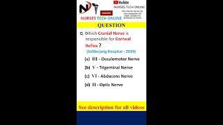 Which cranial nerve involve in corneal reflex shorts norcetaiimsmcq [upl. by Tull]