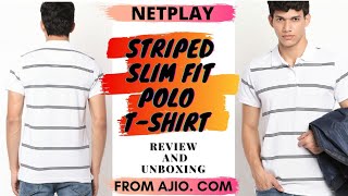 NETPLAY striped Slim Fit Polo Tshirt  ajio review netplay [upl. by Nedap364]