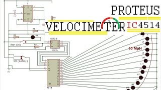 Proteus  IC 4067B  IC 4514B  Velocimeter Circuit [upl. by Nairbal225]