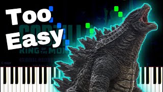 GODZILLAS THEME  EASY Piano Tutorial [upl. by Kinsman]