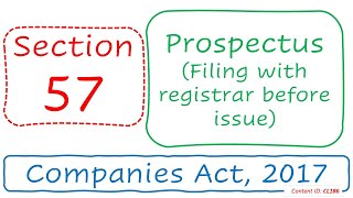 Section 57 Prospectus Filing with registrar before issue  Companies Act 2017 CL186 [upl. by Telocin]