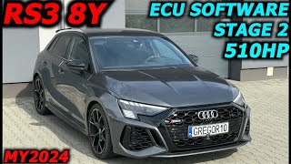 Audi RS3 8Y 510HP STAGE 2 ECU SOFTWARE GREGOR10 MG1CS163 25TFSI DNWC ChipTuning 5 Cylinder Sound [upl. by Natiha]