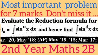 Reduction formula for sinnx sin power n x dx in telugumaths naresh eclass [upl. by Tound]