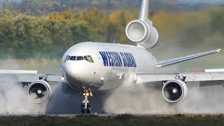 Unbelievable MD11 LANDING on a WET RUNWAY 4K [upl. by Jethro]