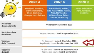 Le calendrier des vacances en France pour lannée scolaire 20232024 [upl. by Brufsky]