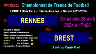 RENNES  BREST  match de football de la 31ème journée de Ligue 1  Saison 20232024 [upl. by Ainad112]