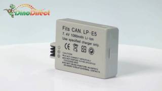 1080mAh LPE5 Replacement LiIon Battery for Canon EOS 450D from Dinodirectcom [upl. by Kolk]