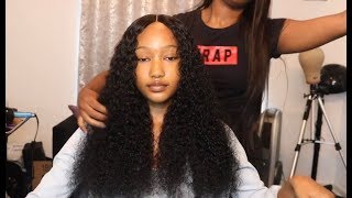 LACE CLOSURE SEWIN  ELASTIC BAND METHOD FT KLAIYI HAIR BRAZILIAN CURLY [upl. by Alvis]