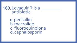 Top 200 Drugs Practice Test Question  Levaquin is a  antibiotic PTCB PTCE NAPLEX NCLEX Test Prep [upl. by Ellenehc133]