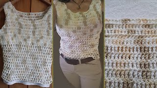 Tutoriel crochetJoli haut en filetCamisoleTopSortie de plage [upl. by Ardnued]