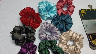 how to make SCRUNCHIES  hair scrunchies  satin scrunchies [upl. by Airtap]