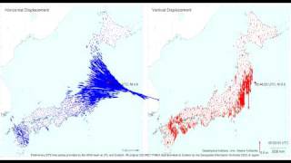 Sendai  Tohokuoki earthquake displacements from 0530  0630 UTC [upl. by Alah387]