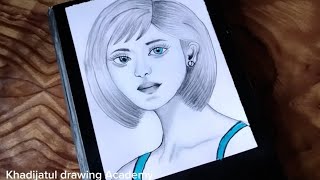 How to draw a beautiful blue eyed girl pencil sketch artdrawing trending blueeyes art yt [upl. by Lipkin809]