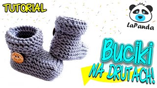 BUCIKI NA DRUTACH DLA NIEMOWLAKA 2 Jak zrobić  LaPanda  KNITTED BABY BOOTIES  ENG sub [upl. by Magnum]