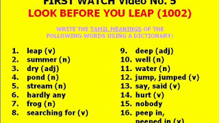 LOOK BEFORE YOU LEAP ENGLISH THROUGH TAMIL  video 54 vocabulary tamilexplained [upl. by Geoffrey]