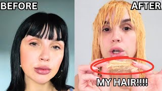 HAIR BLEACH FAIL  HAIR FALLING OUT BLACK TO BLONDE [upl. by Aillicec]