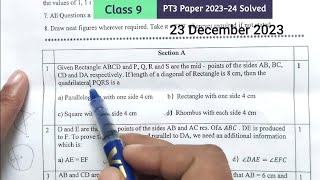 Class 9 Maths Pt3 Paper solved 23 December 2023  Detailed solution Maths Periodic test 3 Part 1 [upl. by Dewie478]