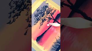 Oil pastel  menggambar pemandangan sunset art painting sunset tutorial [upl. by Amek38]