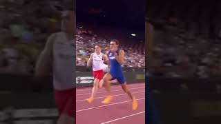 Famous Pole Vaulter Shock In 100m Race athletics mondo duplantis 100m trackandfield [upl. by Esaele]