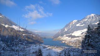 4K Lake Lungernsee Winter Obwalden SWITZERLAND スイス アルプス山脈 [upl. by Engleman]