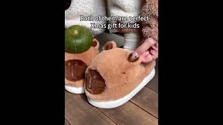 Plush Capybara Slippers for Kids Christmas Gift [upl. by Eemia970]