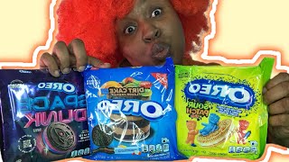 TRYING THE NEW SPACE DUNK OREOS  SOUR PATCH KIDS OREOS  DIRT CAKE OREOS REVIEW [upl. by Naeruat940]