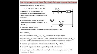 Exercice comportement global d’un circuit électrique  énergie et puissance 1BAC [upl. by Airehs]