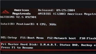 SMART status Bad Hard disk Press F2 Solve [upl. by Atnauqal]
