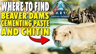 WHERE TO FIND CEMENTING PASTE  BEAVER DAMS  CHITIN IN ARK SURVIVAL ASCENDED [upl. by Tiduj]