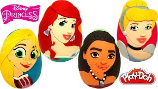 4 Ovos Surpresas das Princesas da Disney Cinderela Ariel Rapunzel e Moana [upl. by Aihsot]