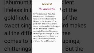 The Laburnum Top Class 11 Summary Cbse Exam [upl. by Orban]