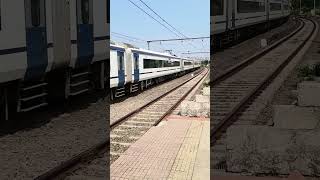 Manmad jalna vande bharat express passing through khadavli station platform no 1 full high speed [upl. by Ardnaid]