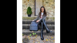 MADISON STYLES FALL FASHION MCKLEIN USA BACKPACK ARGYLE VEST CIDER SHORTS BLACK LEATHER THIGH BOOTS [upl. by Everett]