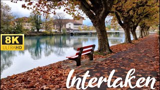 8K  INTERLAKEN Switzerland • A Beautiful Town between 2 Lakes  Autumn  8K UHD Video [upl. by Eneja]