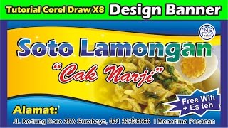 tutorial corel draw x8 membuat spanduk soto lamongan I making banner [upl. by Ozmo415]