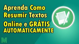 Aprenda Como Resumir Textos de Forma Rápida e Online [upl. by Sib]