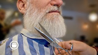 Stylish Barber Trims a Distinguished Beard  Garrett Michael Barbershop [upl. by Calhoun]