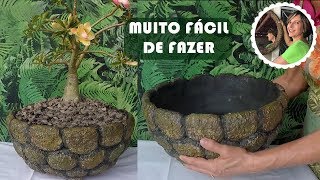 DIY  VASO COM CIMENTO E ISOPOR muito leve e fácil de fazer [upl. by Thenna309]