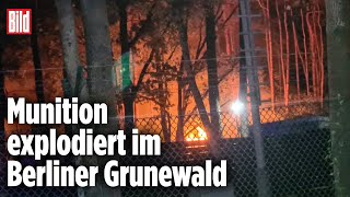 Explosionen im Berliner Grunewald Großbrand auf Sprengplatz der Polizei [upl. by Odrarej]