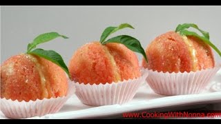 Italian Peach Cookies with Cream and Alkermes  Rossellas Cooking with Nonna [upl. by Aelak]