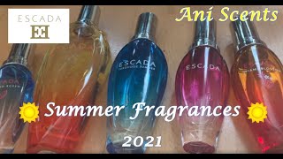 Summer in a bottle Escada Fragrance Lovers Perfume Collection 2021 Taj Sunset Miami Blossom [upl. by Maisie]