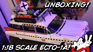 UNBOXING Hot Wheels Elite 118 scale Ghostbusters Ecto1A [upl. by Orpha]