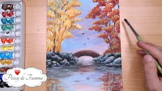 🍂Peisaj de toamna  Pictura si arta in Romania  How to paint autumn scenary [upl. by Akehsay]